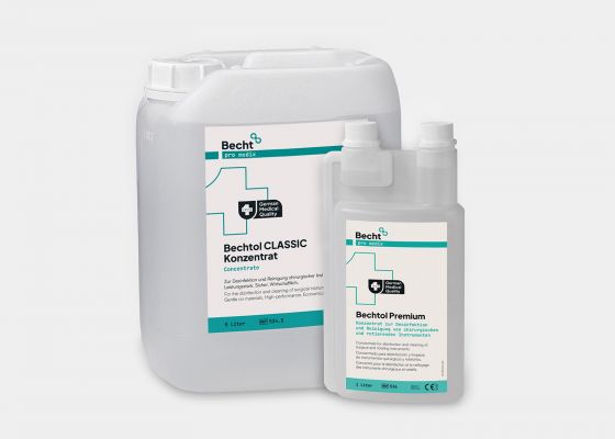 Bechtol Premium and CLASSIC concentrate for disinfecting and cleaning medical instruments.