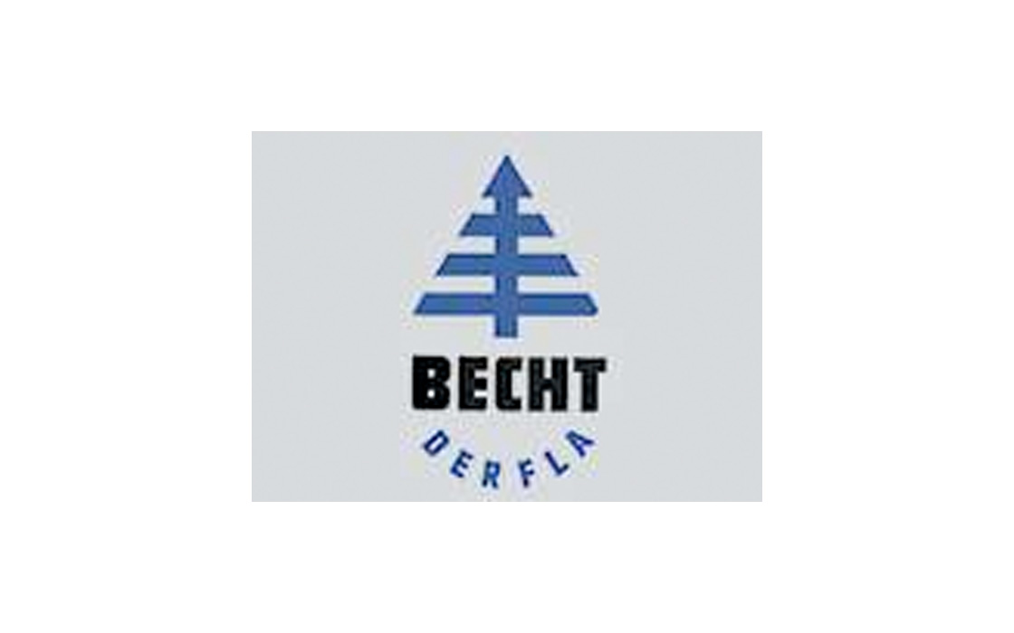 BECHT logo from 1951 featuring a stylized fir tree and the word “DERFLA”