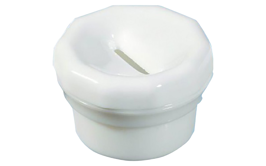 White milling cutter made of opal glass by Alfred Becht, heat-resistant and autoclavable.